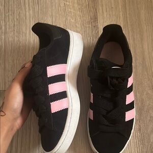 Adidas Women's Black and Pink Sneakers